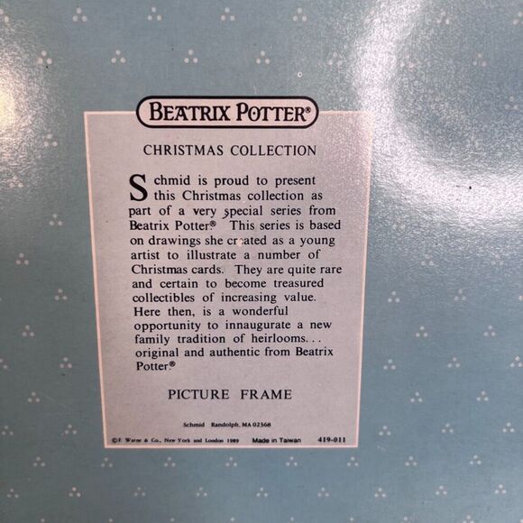 Schmid Beatrix Potter NEW Rabbits in the Snow Picture Frame VTG 1989 Christmas - Picture 8 of 9
